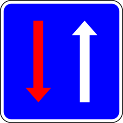 Information Road Narrowing Signage