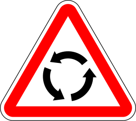 Warning Crossroad Roundabout