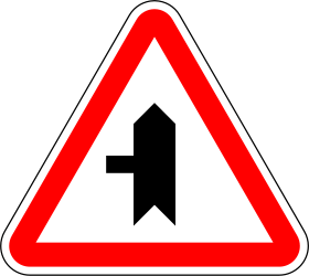 Warning Crossroad Side Road Left Signage