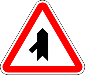 Warning Crossroad Side Road Left
