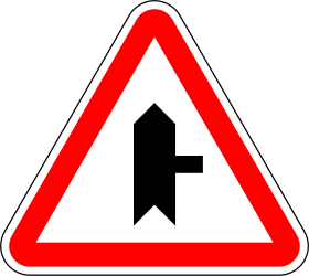 Warning Crossroad Side Road Right