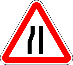 Warning Road Narrowing Left