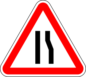 Warning Road Narrowing Right