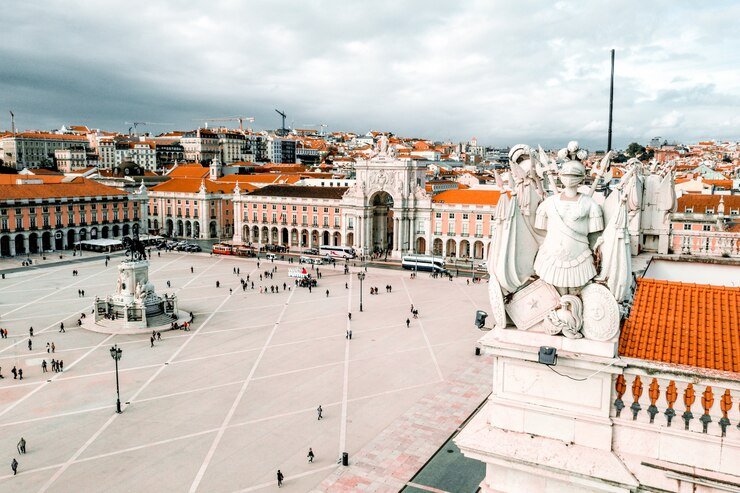 Aerial short of Lisbon in Portugal